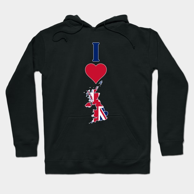 I Love the United Kingdom Vertical I Heart UK Flag Map Hoodie by Sports Stars ⭐⭐⭐⭐⭐